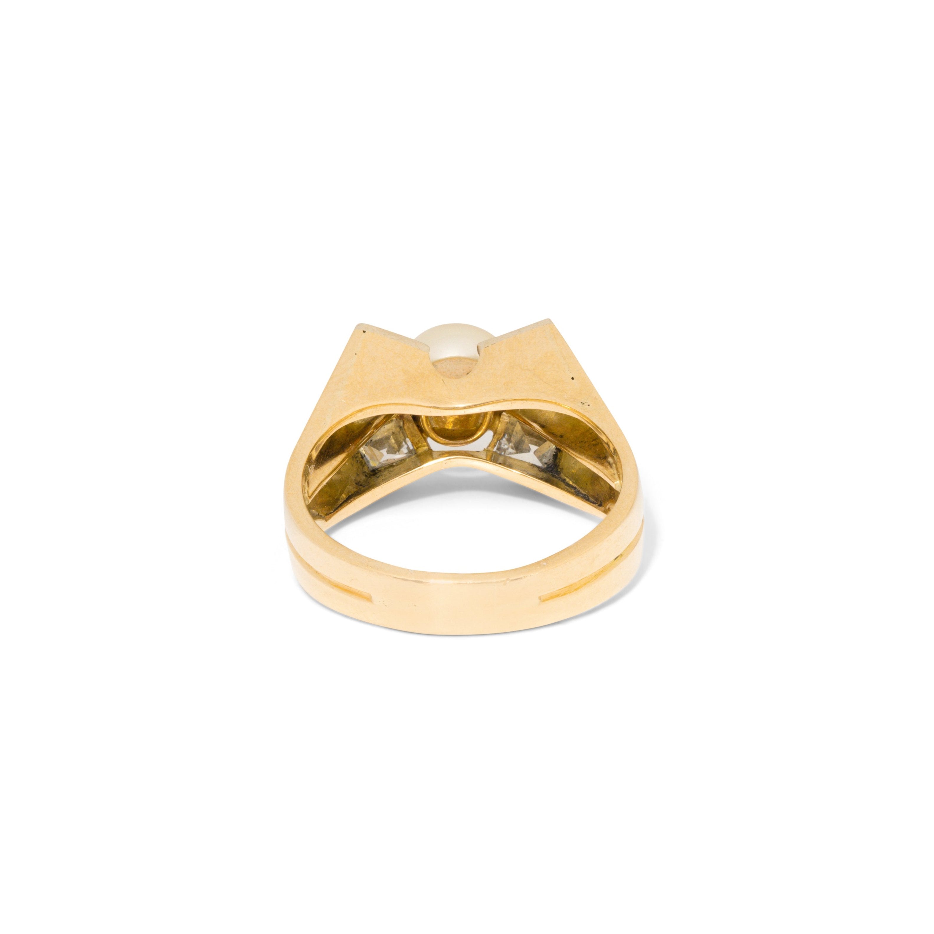 Retro Pearl, Diamond, and 14K Gold Ring