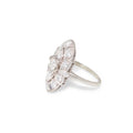 Edwardian Diamond and Platinum Navette Ring