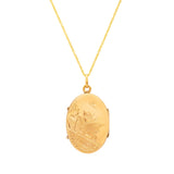 Victorian Black Enamel and 14K Gold Engraved Locket Necklace