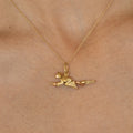 Large 18K Yellow and Rose Gold Flying Witch Charm