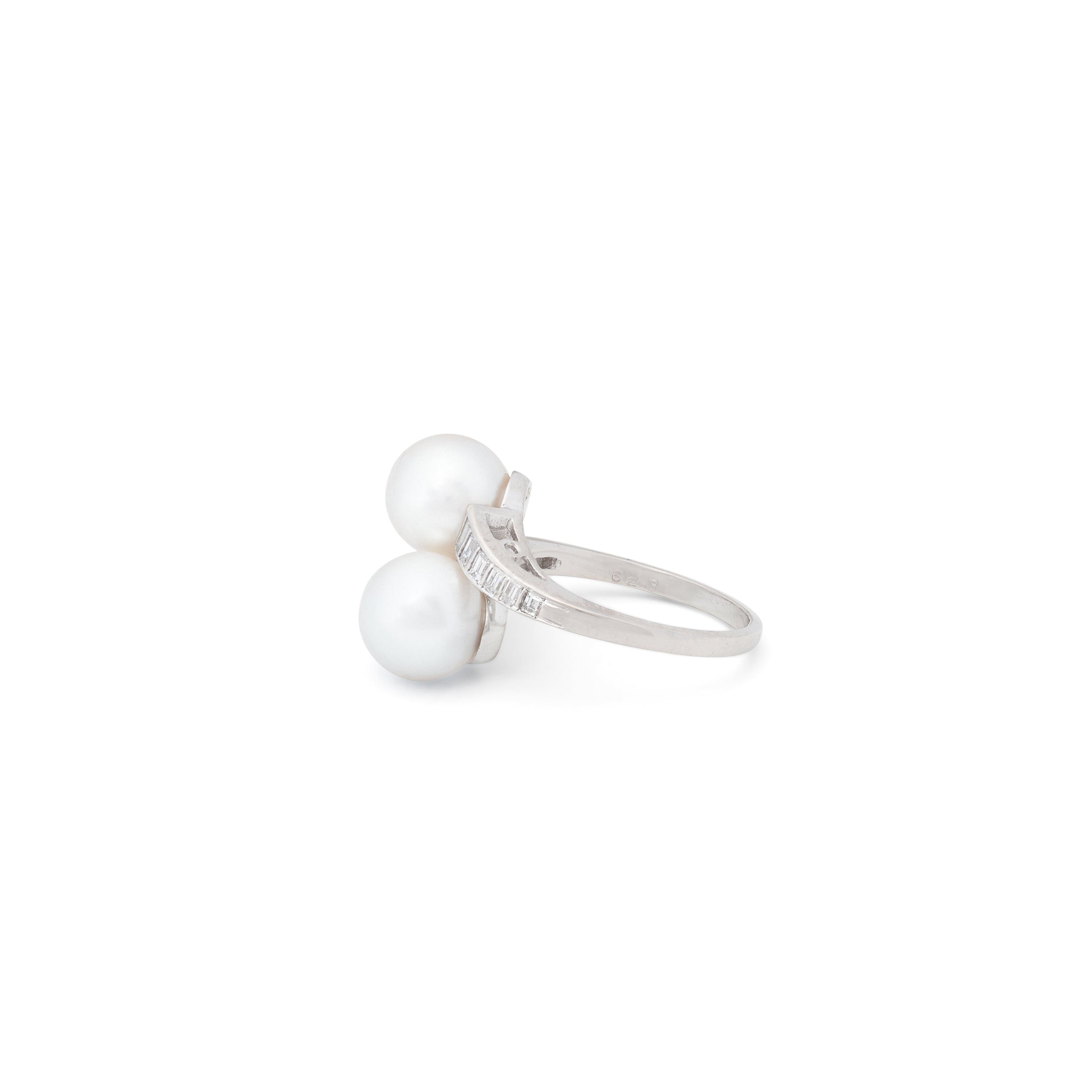 Art Deco Pearl, Diamond, And Platinum Bypass Ring