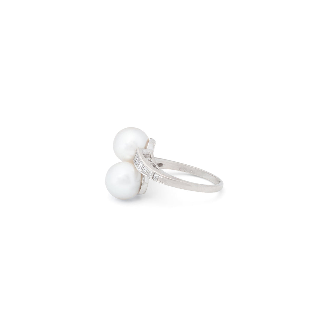 Art Deco Pearl, Diamond, And Platinum Bypass Ring