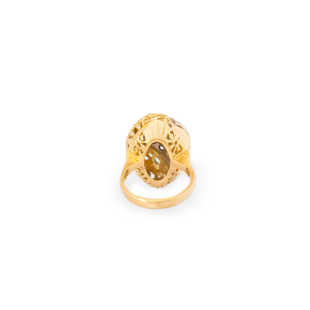 Italian Pavé Diamond And 18K Gold Dome Cocktail Ring