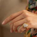 Italian Pavé Diamond And 18K Gold Dome Cocktail Ring