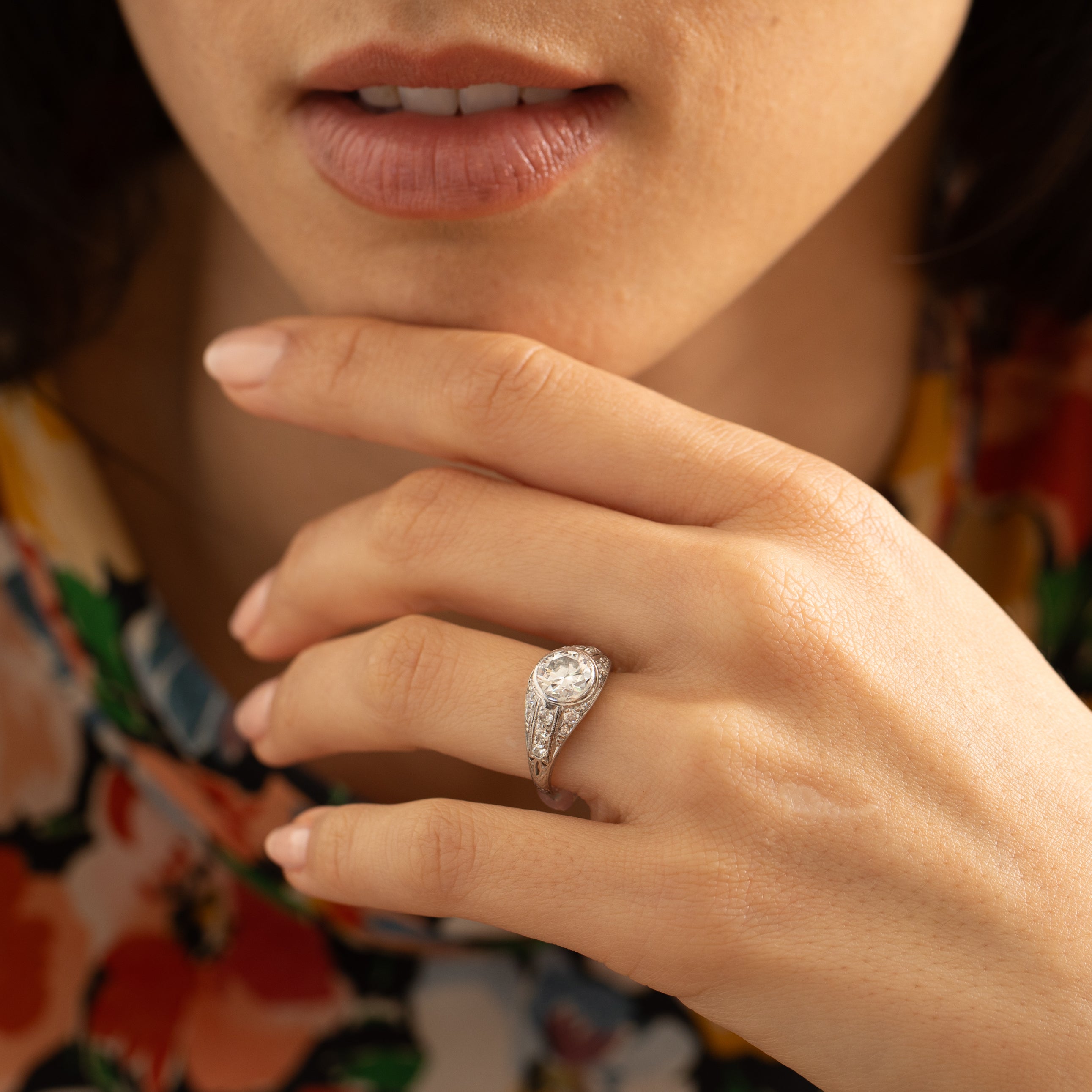 Edwardian Old European Cut Diamond And Platinum Ring