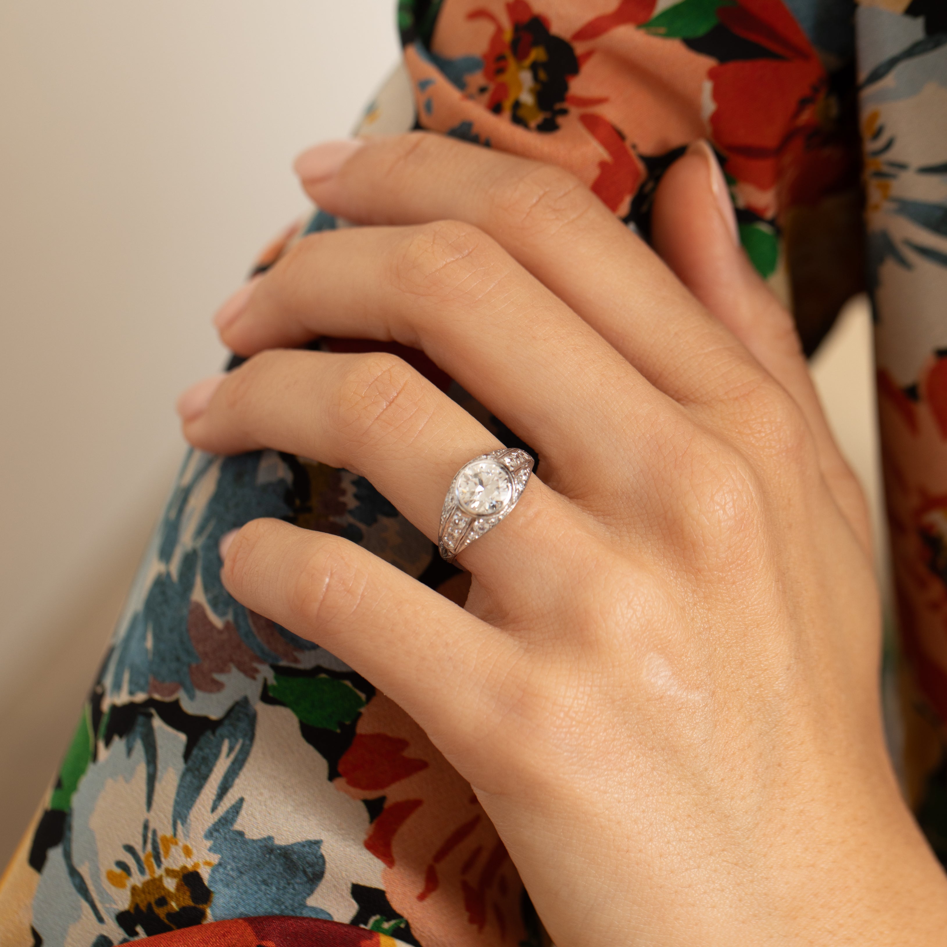 Edwardian Old European Cut Diamond And Platinum Ring