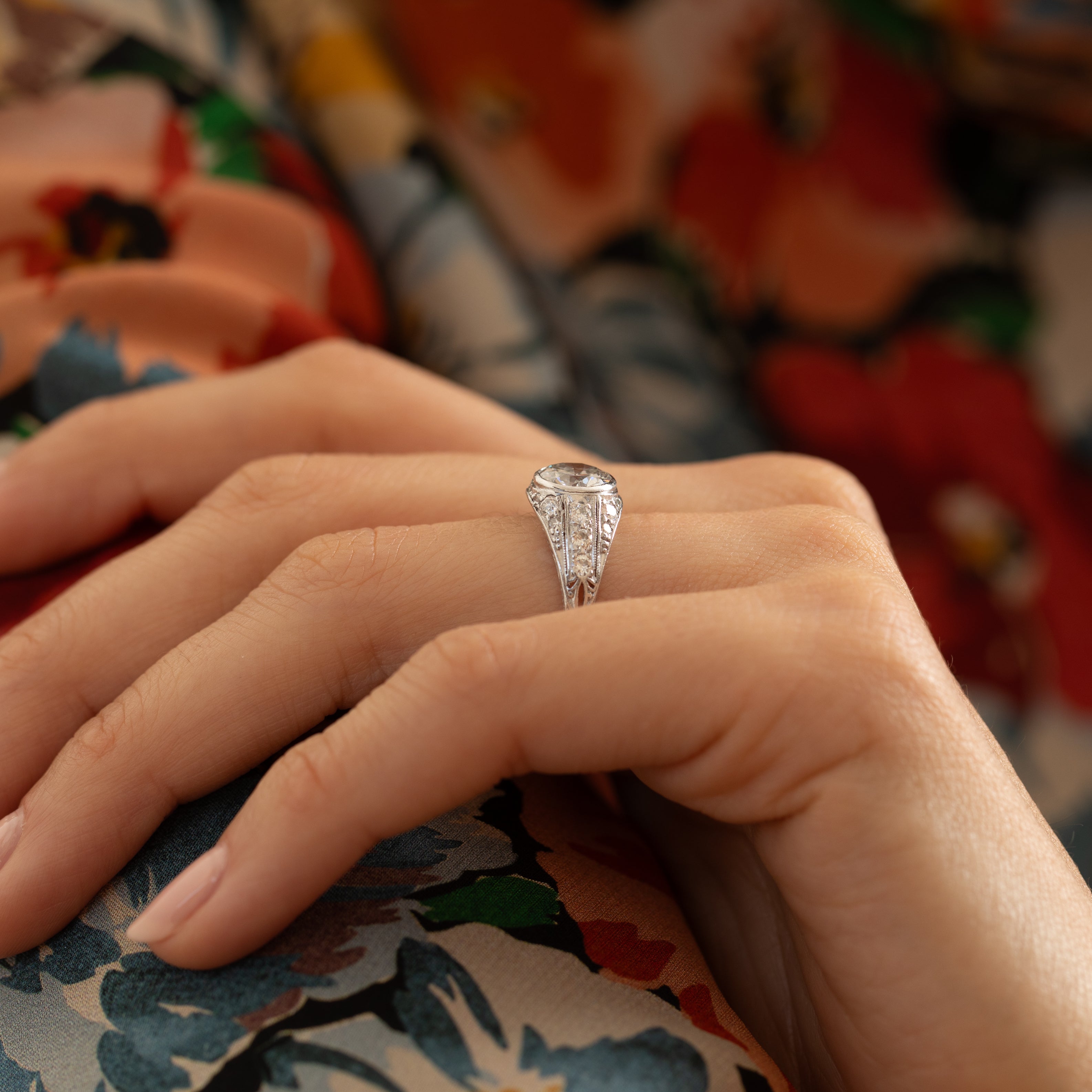 Edwardian Old European Cut Diamond And Platinum Ring