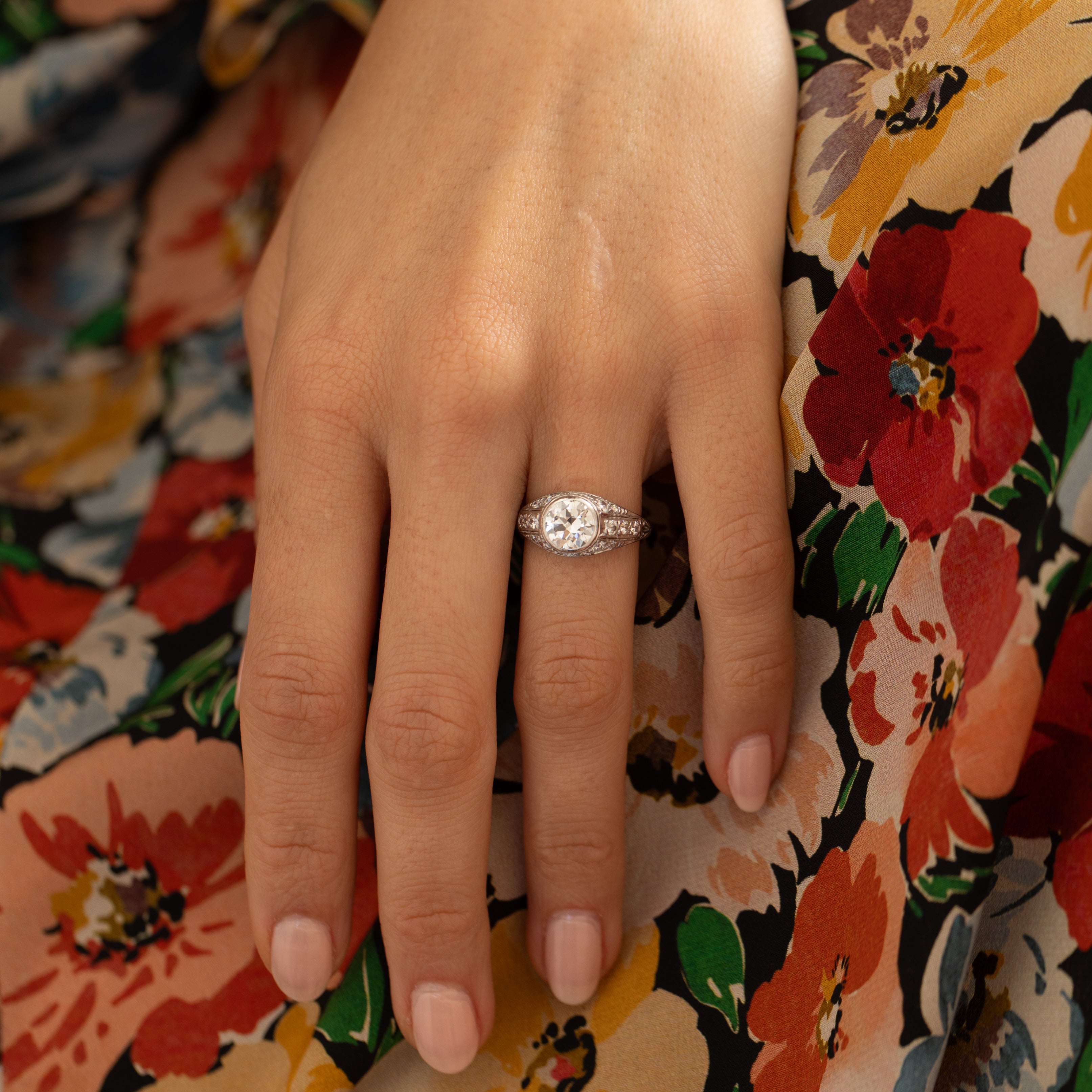 Edwardian Old European Cut Diamond And Platinum Ring