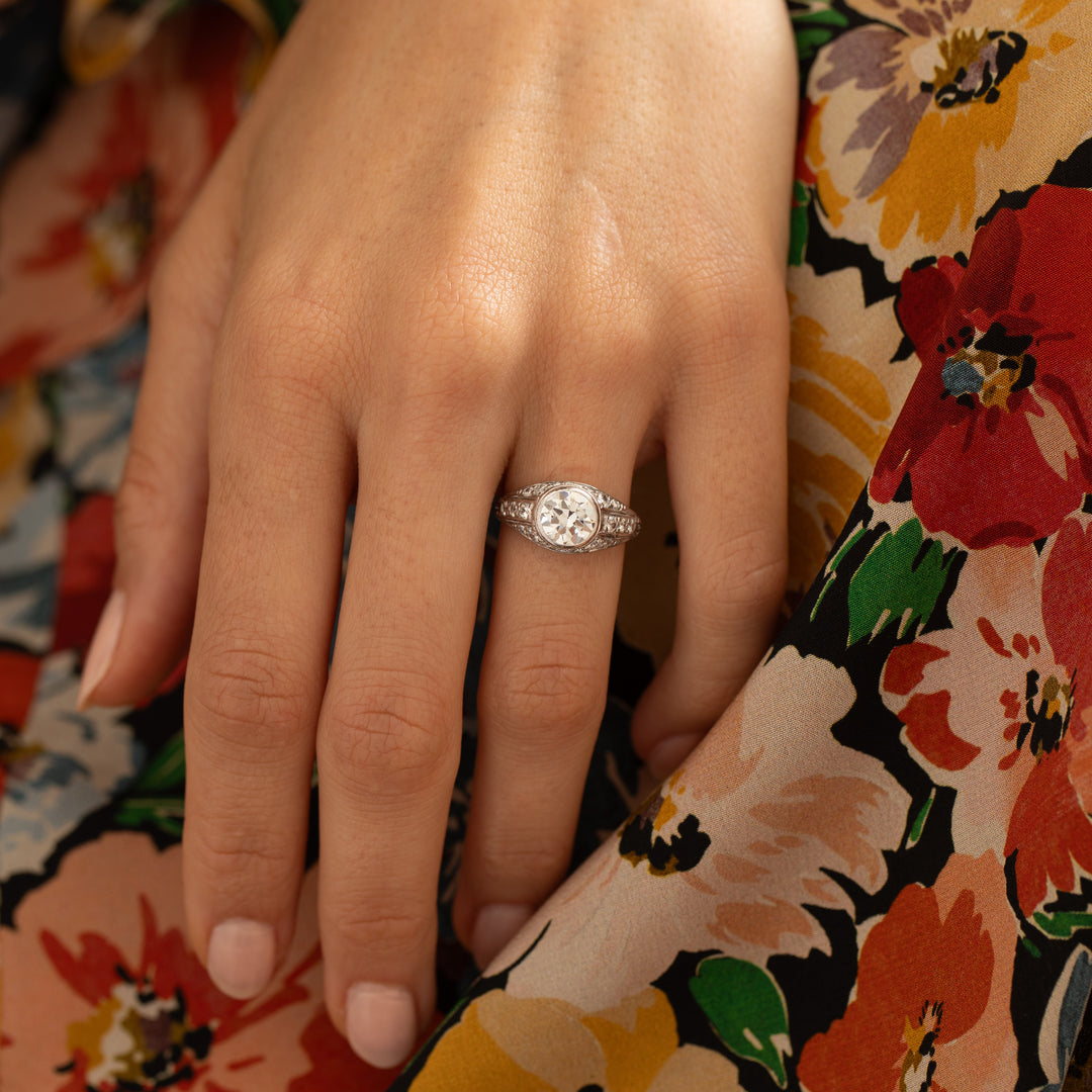 Edwardian Old European Cut Diamond And Platinum Ring