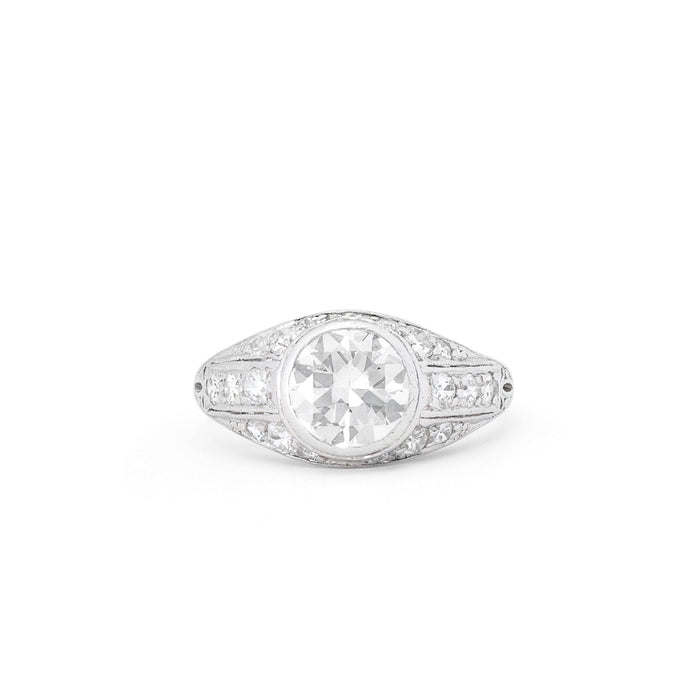 Edwardian Old European Cut Diamond And Platinum Ring