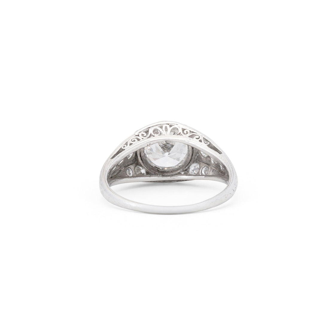 Edwardian Old European Cut Diamond And Platinum Ring