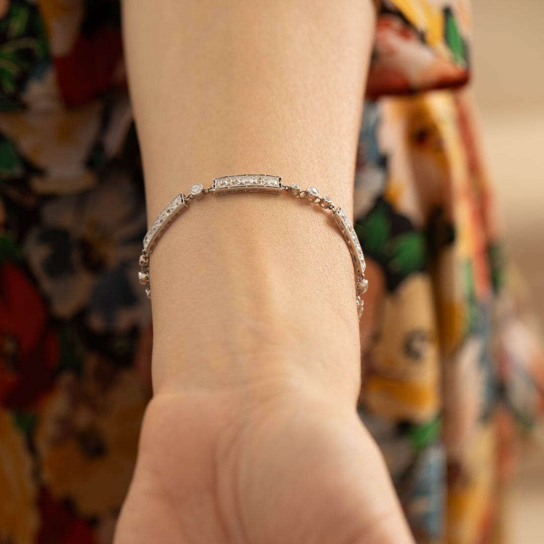 Marcus & Co. Art Deco Platinum And Diamond Line Bracelet