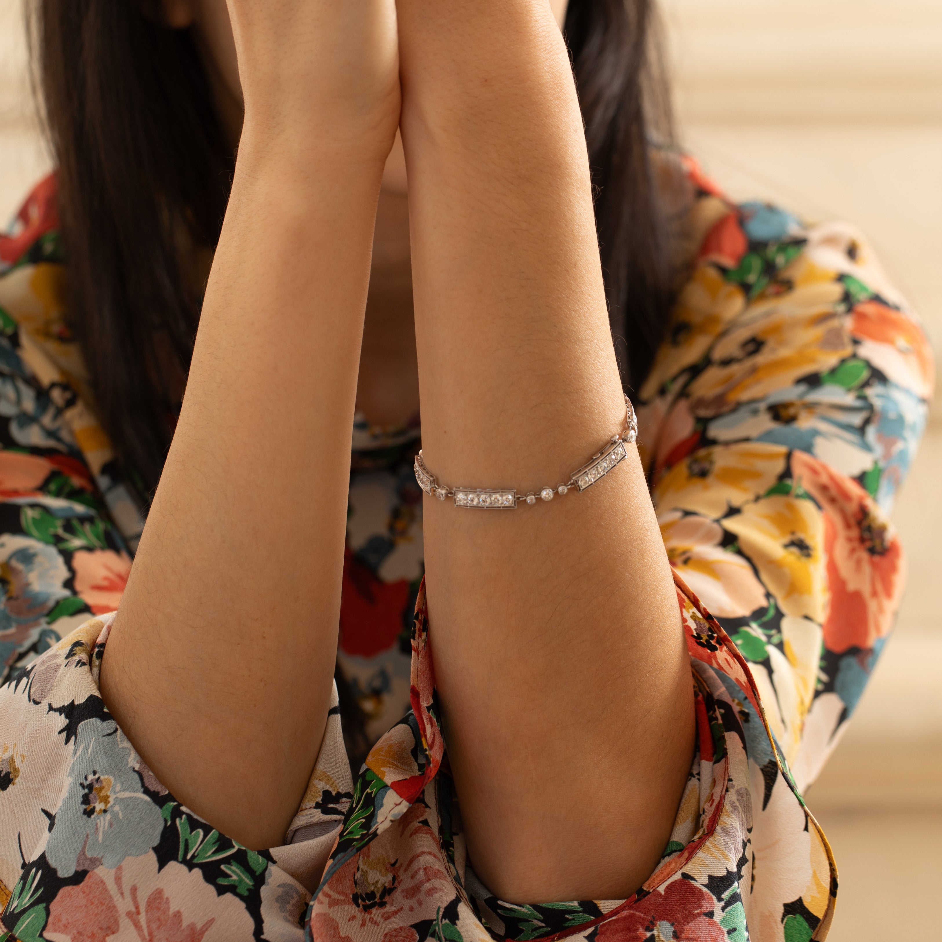 Marcus & Co. Art Deco Platinum And Diamond Line Bracelet