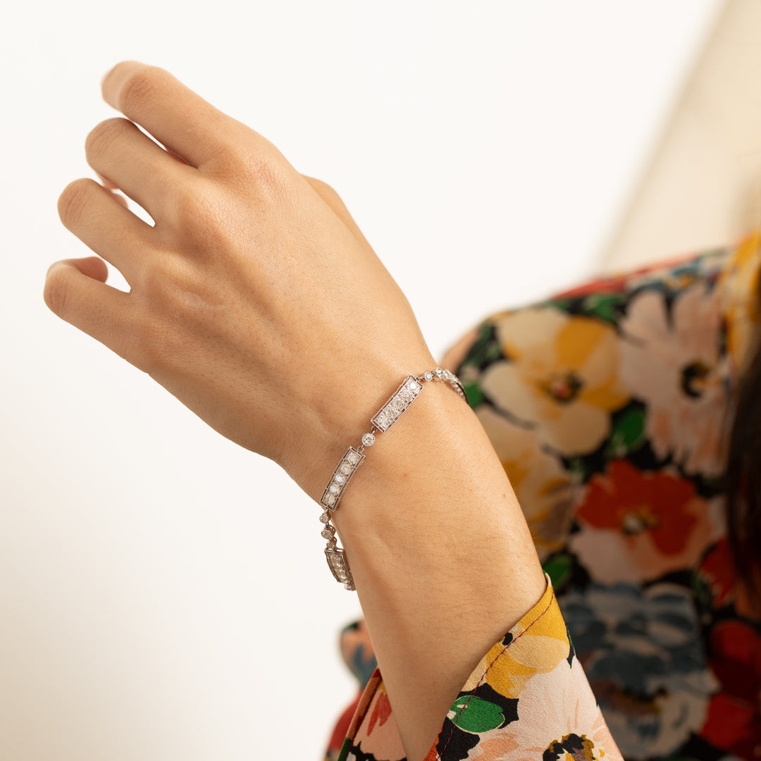 Marcus & Co. Art Deco Platinum And Diamond Line Bracelet