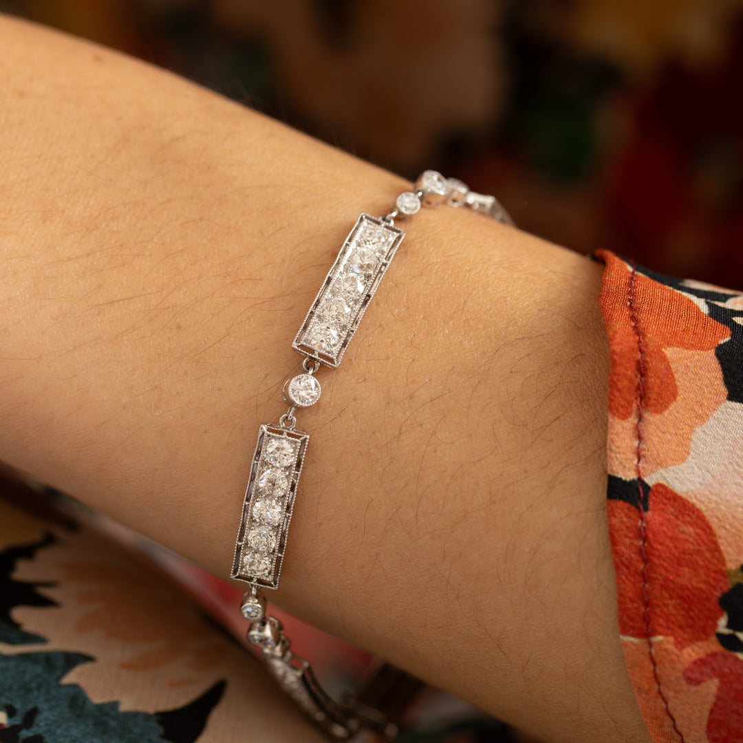 Marcus & Co. Art Deco Platinum And Diamond Line Bracelet