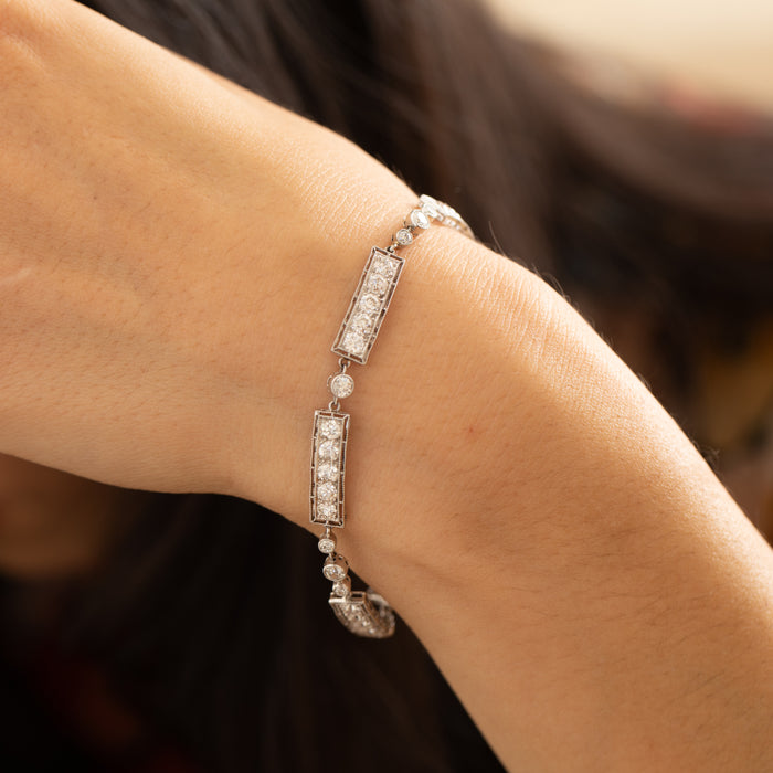 Marcus & Co. Art Deco Platinum And Diamond Line Bracelet
