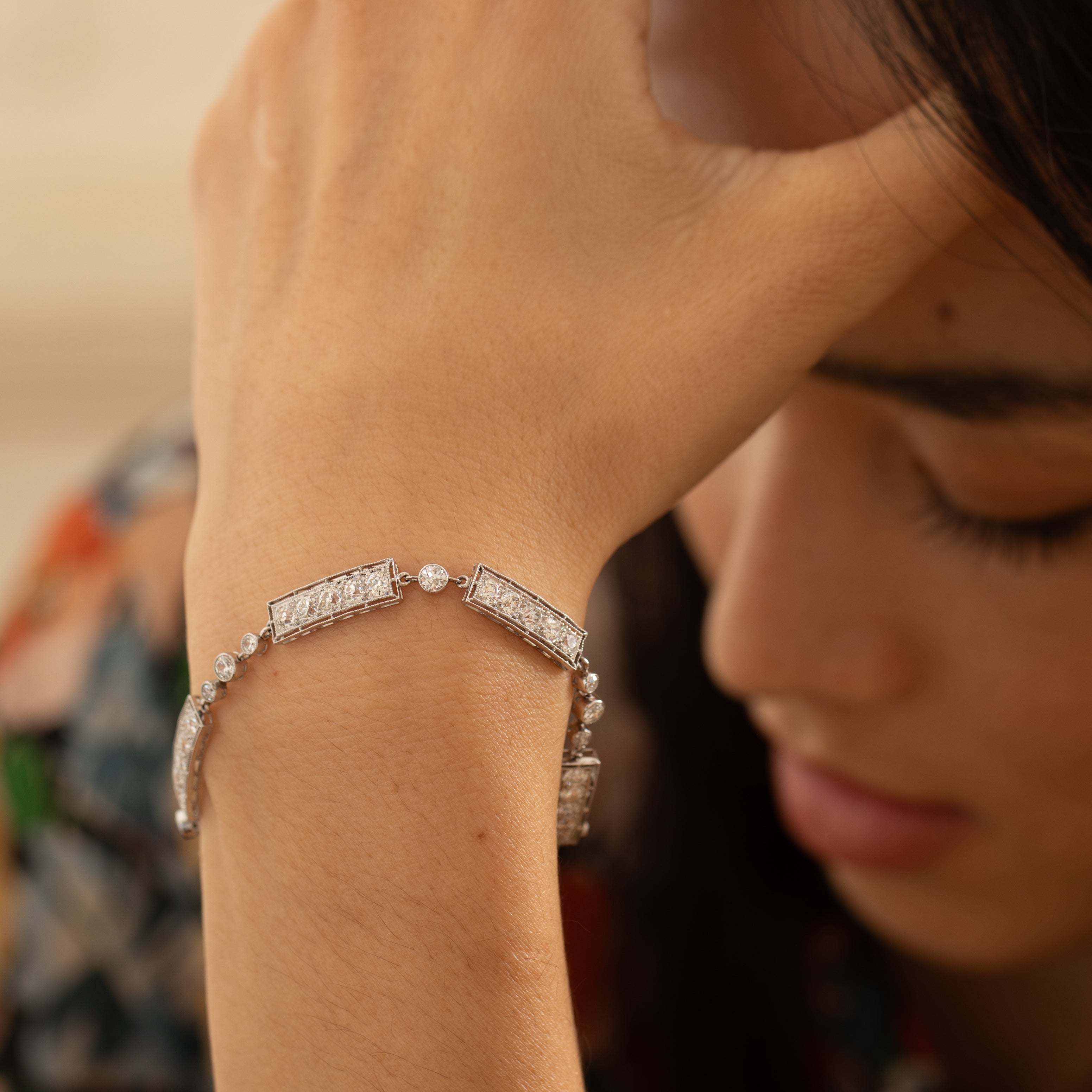 Marcus & Co. Art Deco Platinum And Diamond Line Bracelet