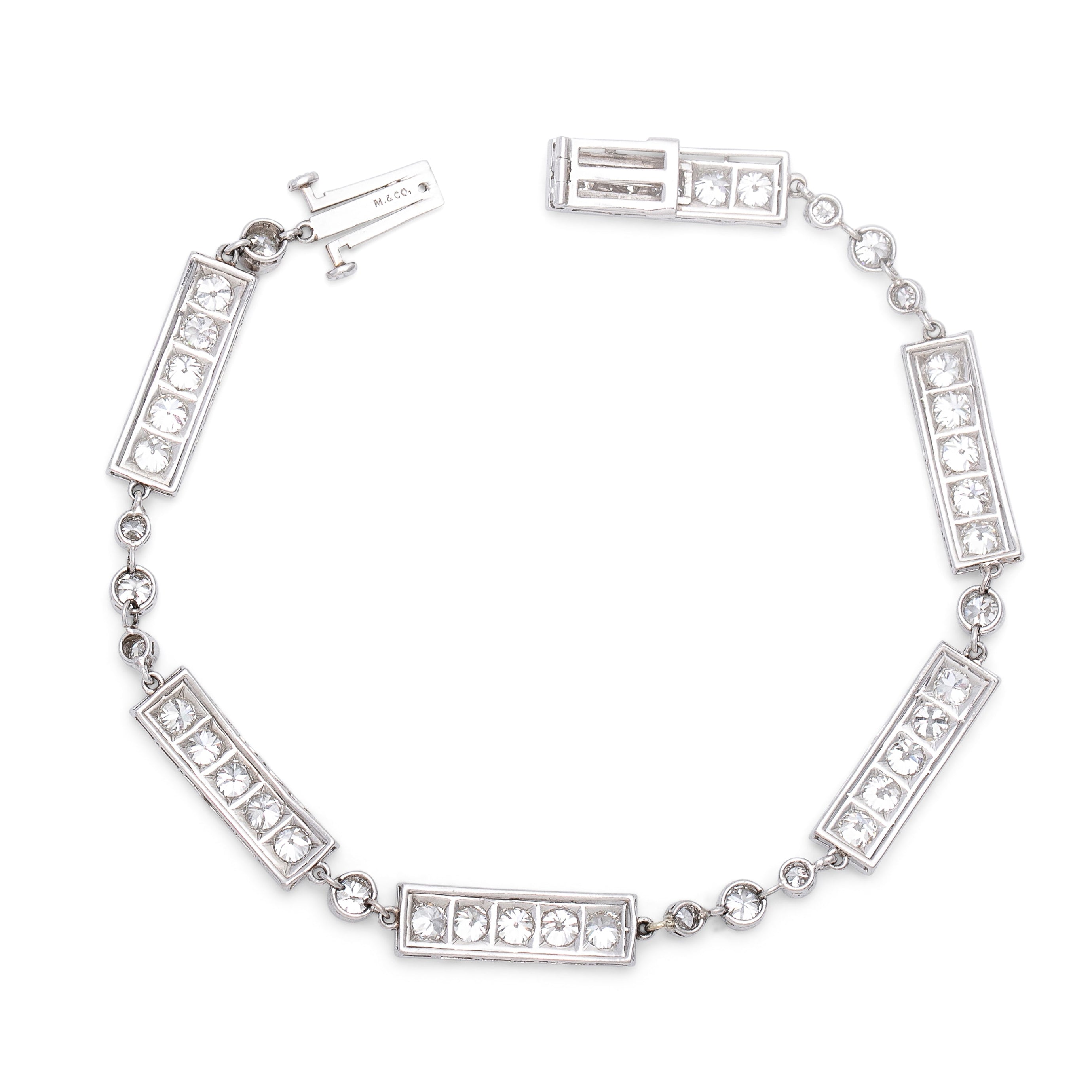 Marcus & Co. Art Deco Platinum And Diamond Line Bracelet