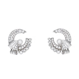 Retro Diamond and Platinum Button Earrings