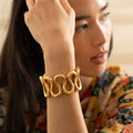 Large Curving Lines 18k Yellow Gold Bangle Bracelet