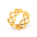 Gold bracelet with a twisted design on a white background