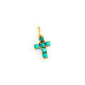 Petite 18K Gold and Turquoise Cross Charm