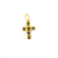 Petite 18K Gold and Turquoise Cross Charm