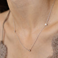 Stationary Diamond and 18K White Gold Chain Necklace
