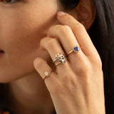 Sapphire Heart, Diamond, And 14K Gold Cluster Ring