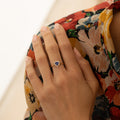 Sapphire Heart, Diamond, And 14K Gold Cluster Ring