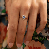 Sapphire Heart, Diamond, And 14K Gold Cluster Ring