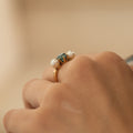 Blue Zircon, Pearl, and 14K Gold Three-Stone Ring