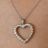 Diamond Heart and 14K White Gold Pendant Necklace