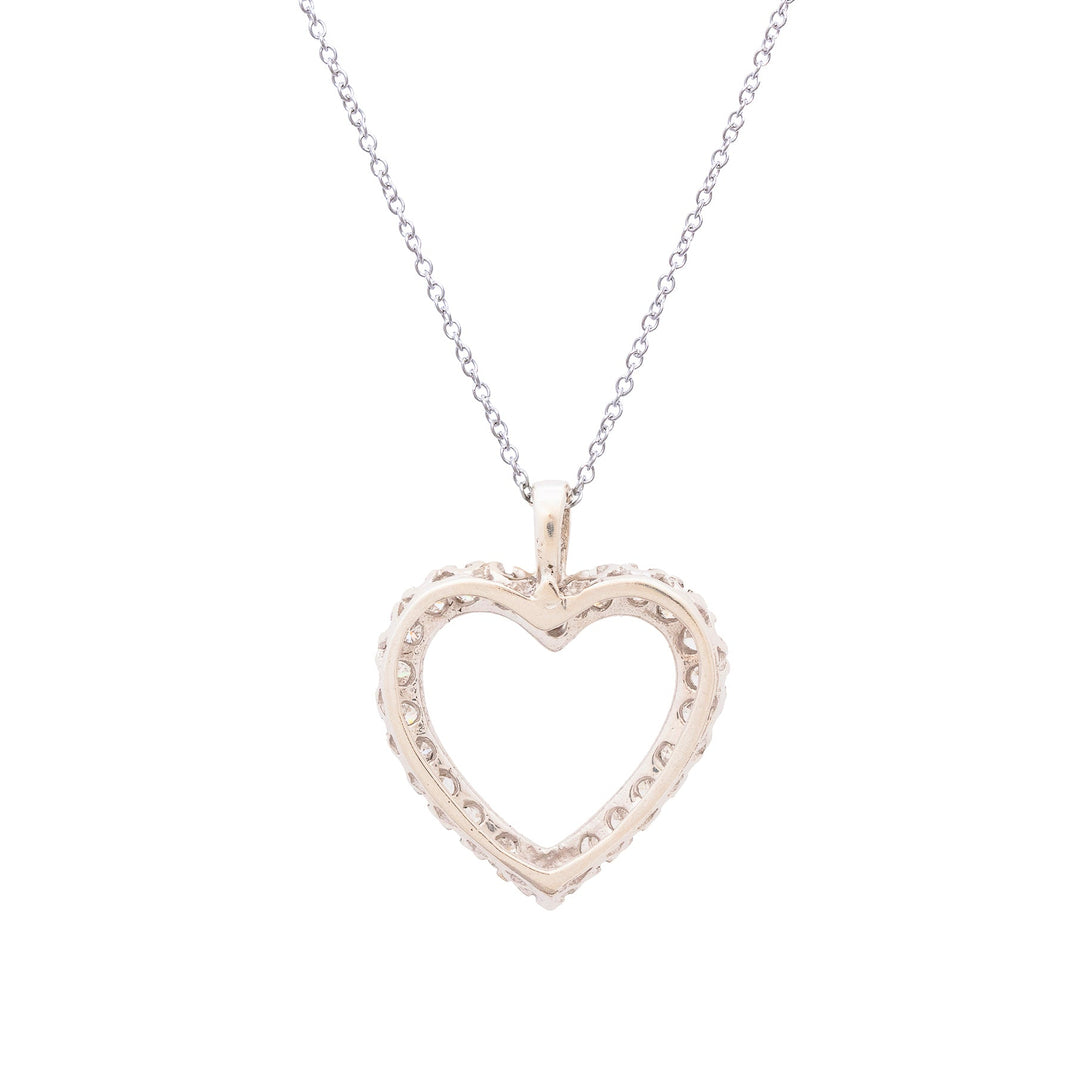 Diamond Heart and 14K White Gold Pendant Necklace