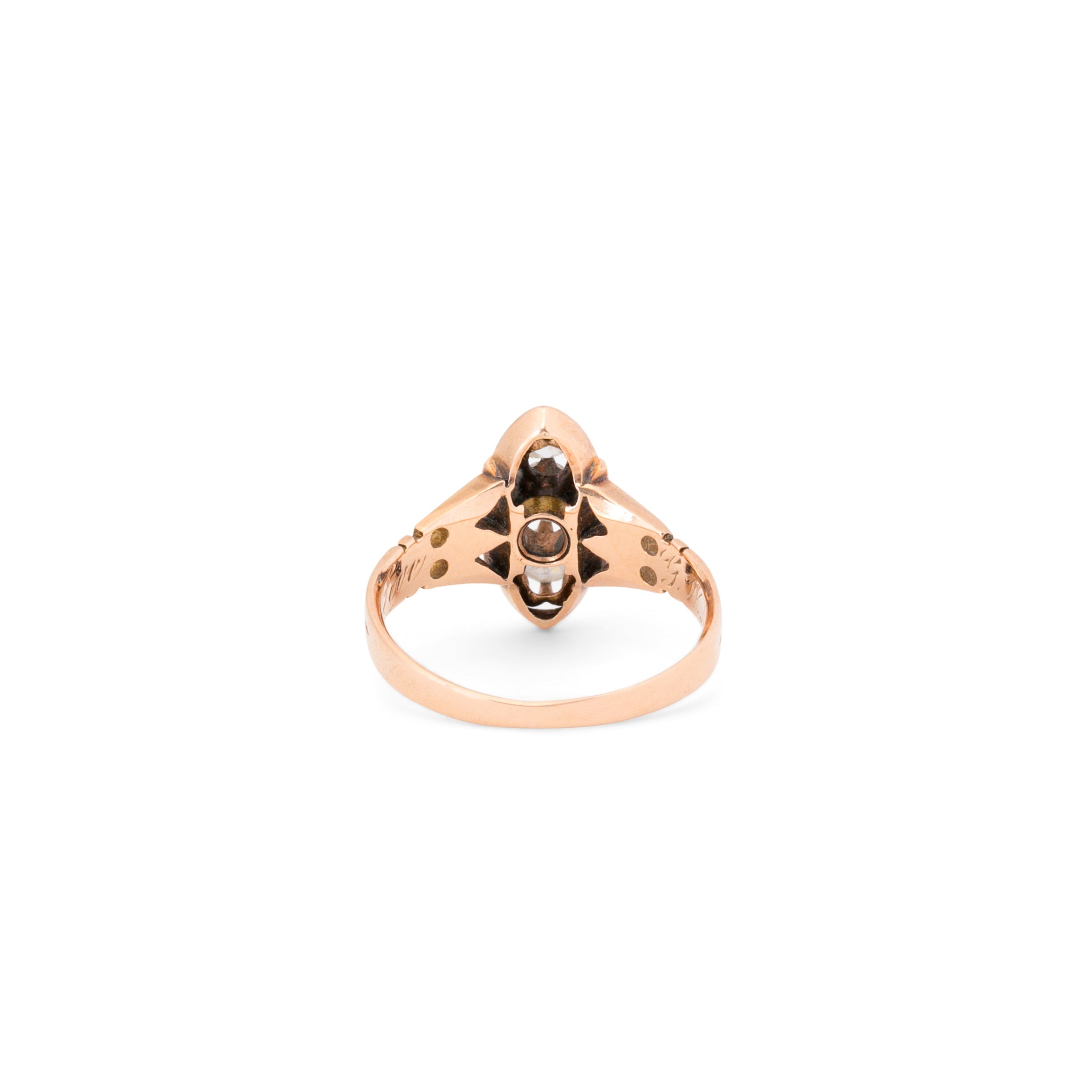 Victorian Old Mine Cut Diamond, Enamel, and 14K Gold Ring