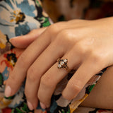 Victorian Old Mine Cut Diamond, Enamel, and 14K Gold Ring