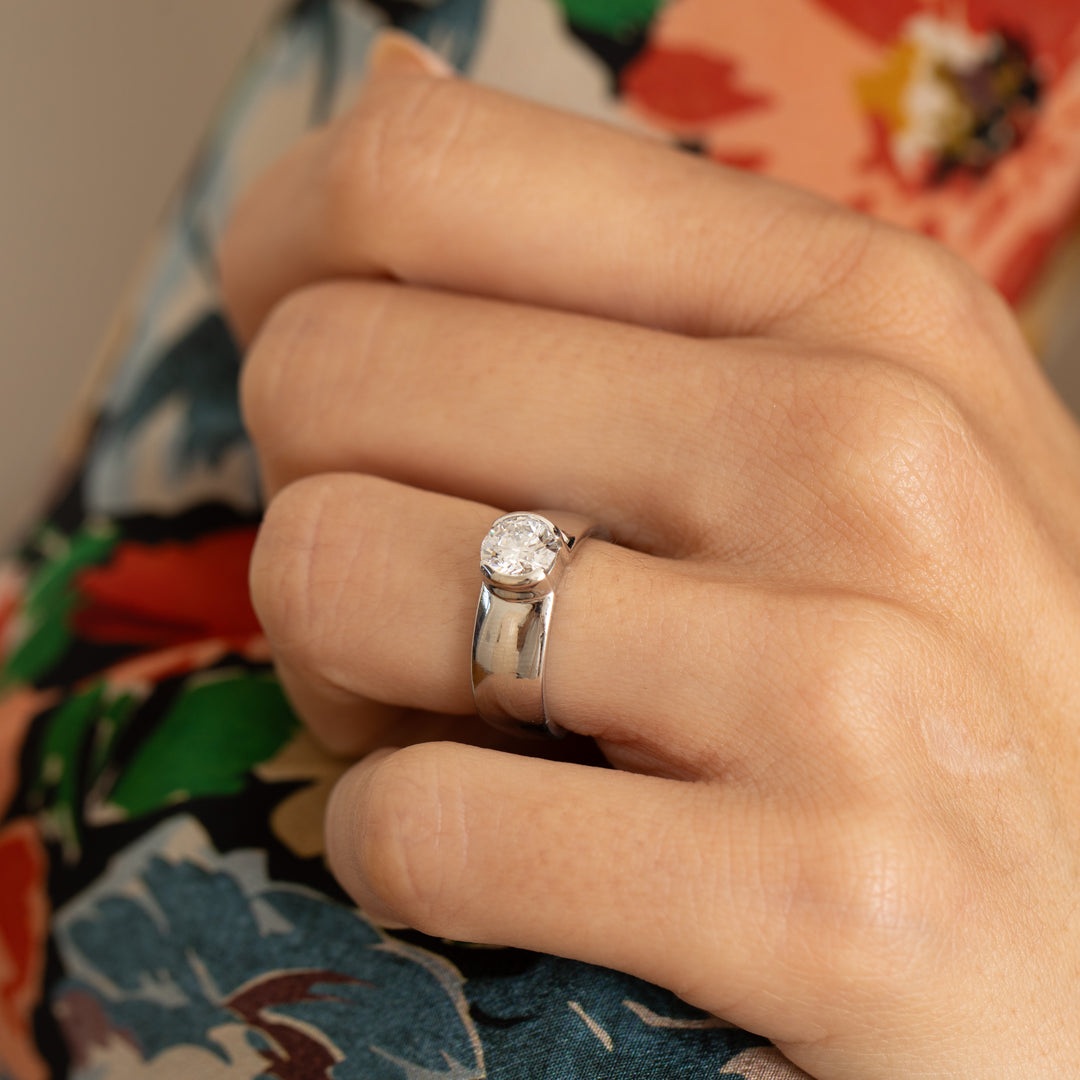 Modern Diamond and Platinum Solitaire Engagement Ring