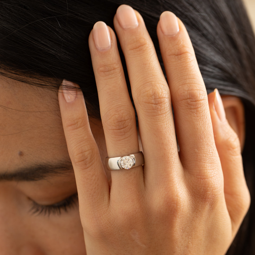 Modern Diamond and Platinum Solitaire Engagement Ring