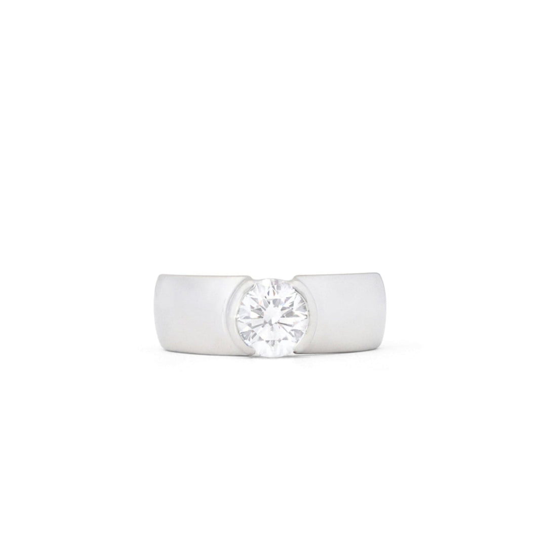 Modern Diamond and Platinum Solitaire Engagement Ring