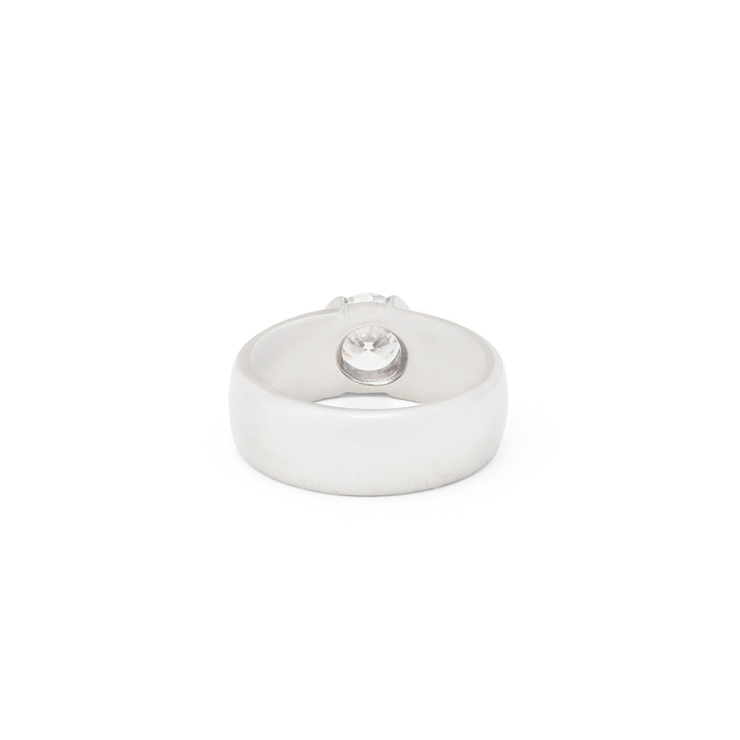Modern Diamond and Platinum Solitaire Engagement Ring