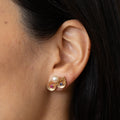 Double Teardrop Shaped 14k Gold and Pearl Earrings