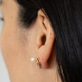 Double Teardrop Shaped 14k Gold and Pearl Earrings
