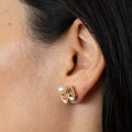 Double Teardrop Shaped 14k Gold and Pearl Earrings