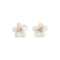 Pearl, Diamond, And 14K White Gold Flower Earrings