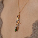 Victorian Snake Sapphire, Demantoid Garnet, Diamond, Ruby, Platinum, And 18K Gold Pendant