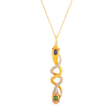 Victorian Snake Sapphire, Demantoid Garnet, Diamond, Ruby, Platinum, And 18K Gold Pendant