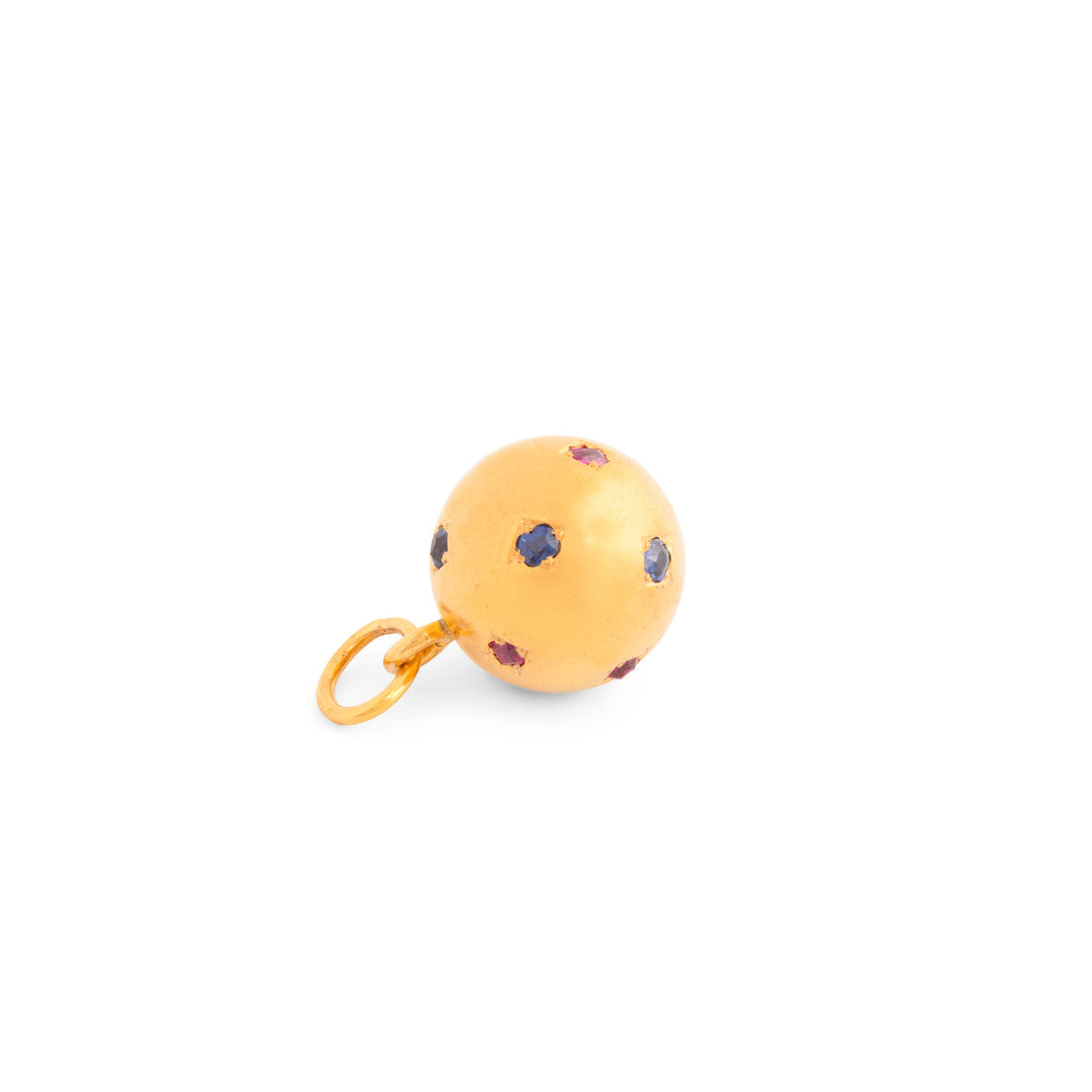 Victorian Starburst Sapphire and 18K Gold Orb Charm Pendant