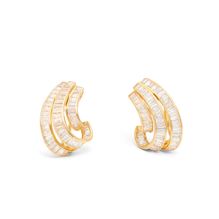 5.52 Carat Baguette Diamond And 18K Gold Earrings