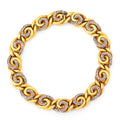 French 18K Gold and Diamond Swirl Link Bracelet