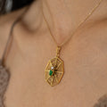 Jade, Pearl, and 14K Gold Large Spiderweb Charm